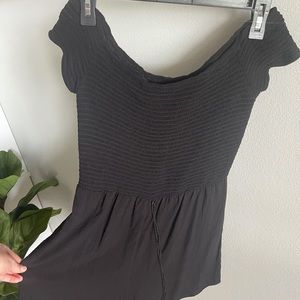 Xhiliration Off the Shoulder Black Romper